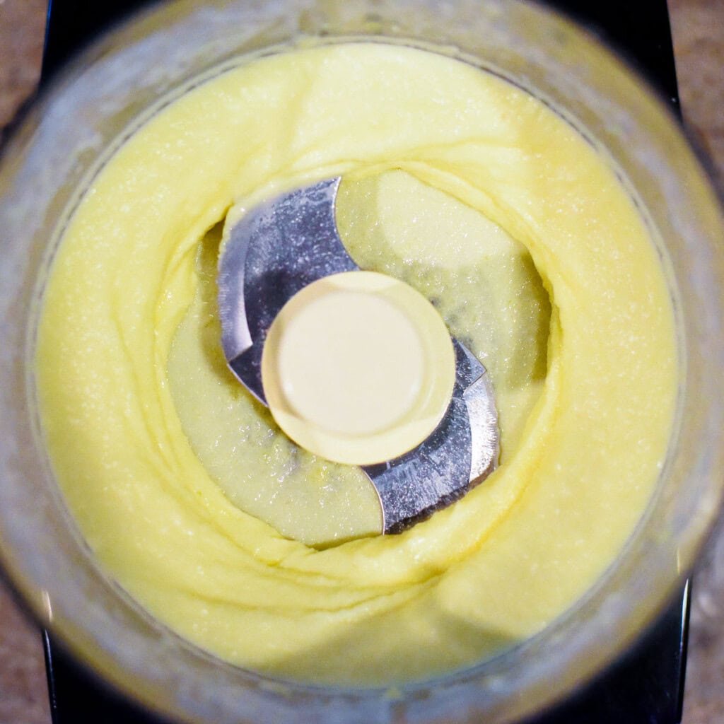 Pineapple whip recipe in food processor.