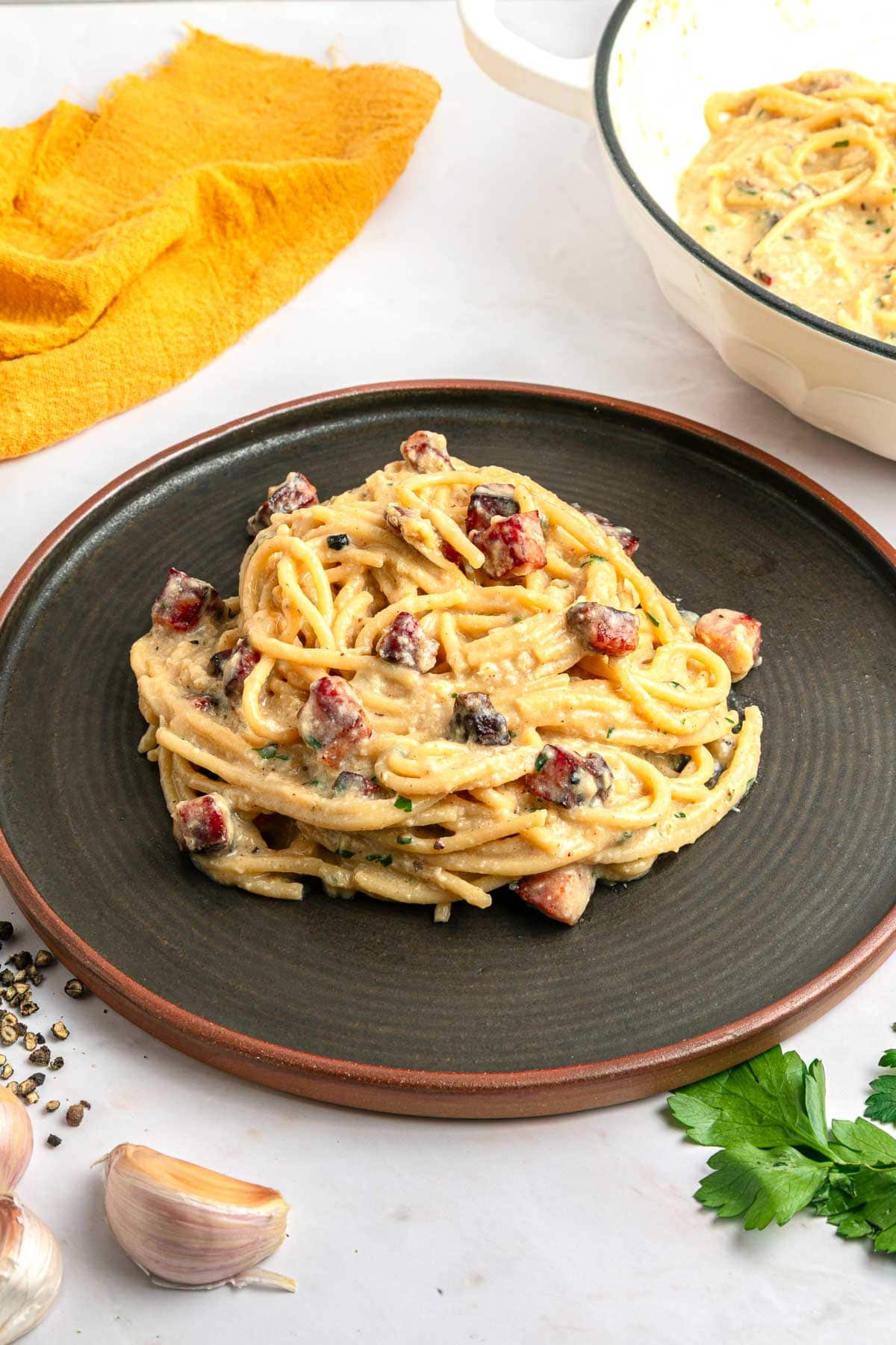 Carbonara Recipe on plate.