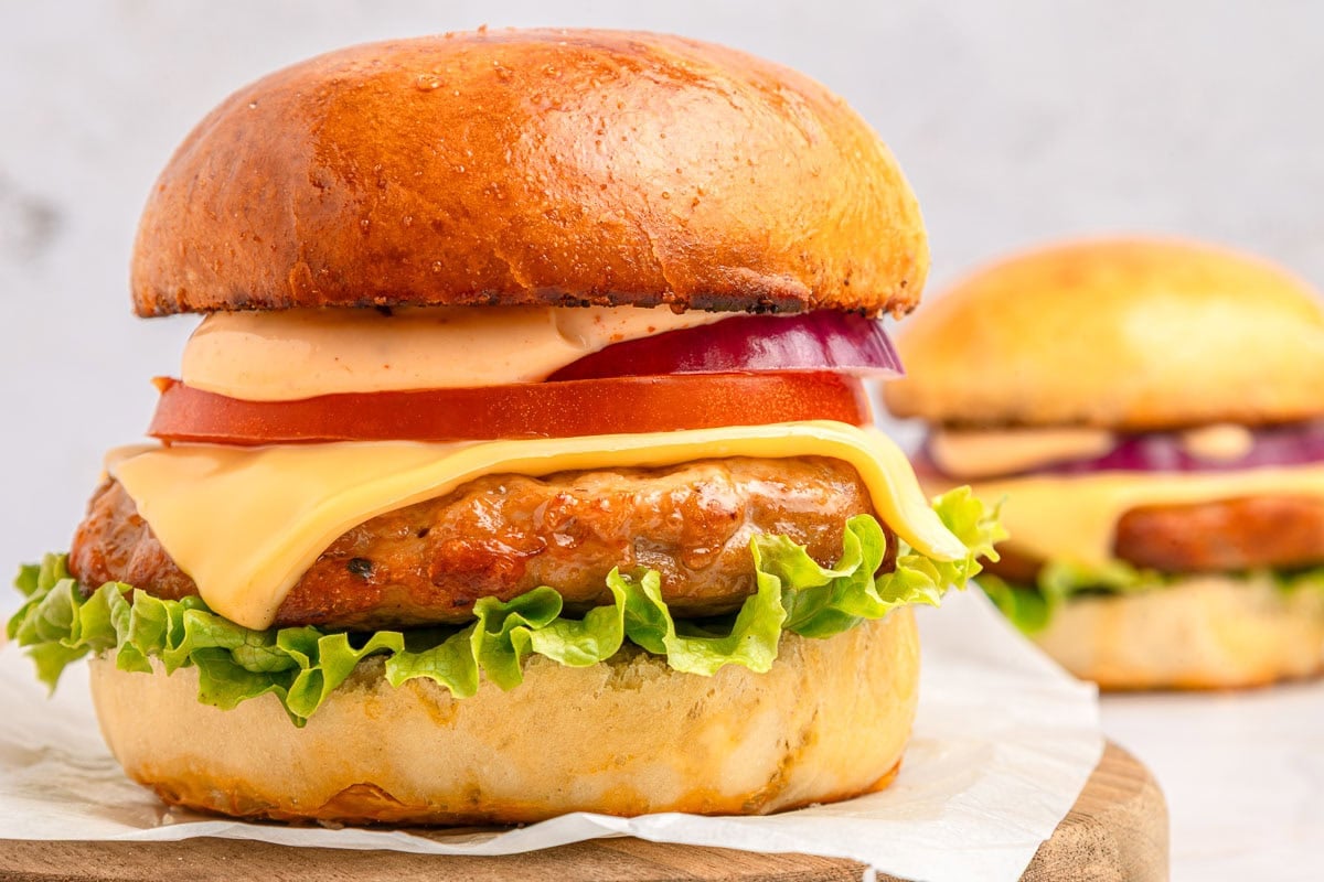 Chicken Burgers on buns.