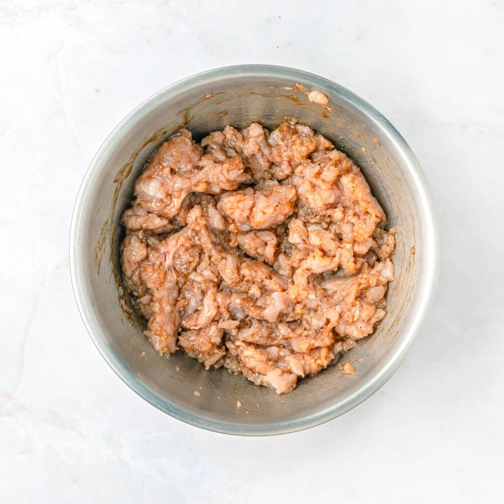 Chicken Burger Recipe mixture in bowl.