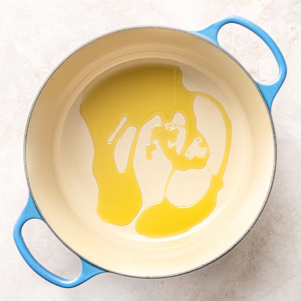 Oil in pot.
