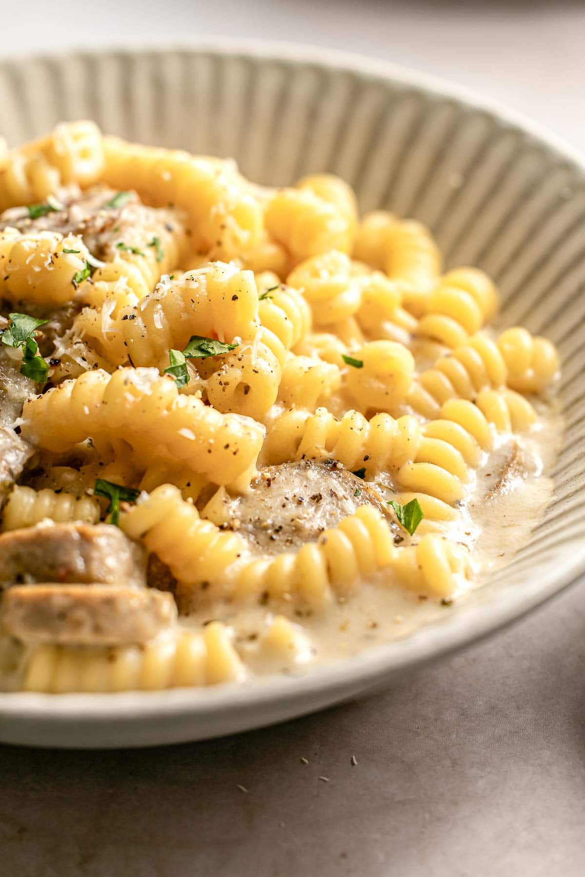 Chicken Sausage Pasta close-up.