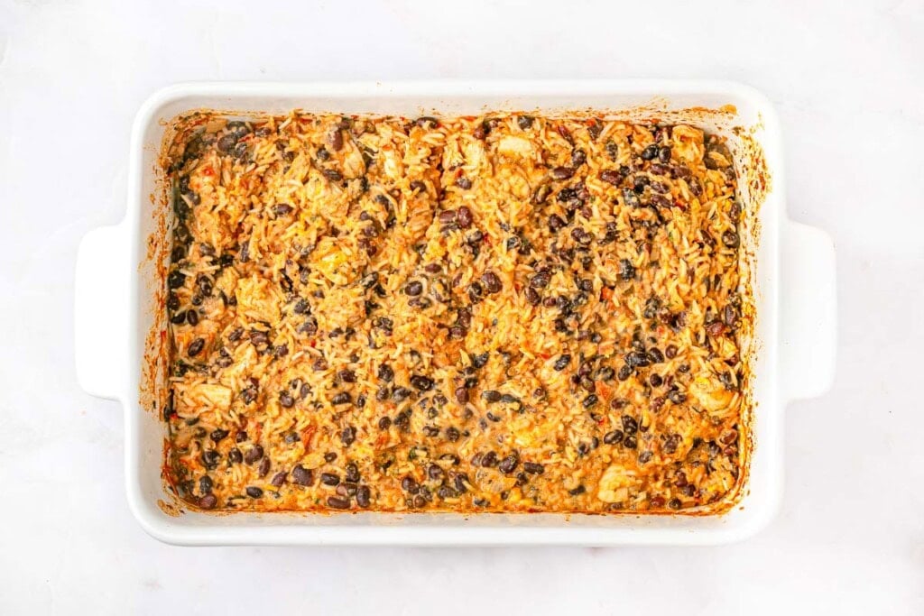 Mexican Chicken and Rice Casserole recipe fresh out of oven.