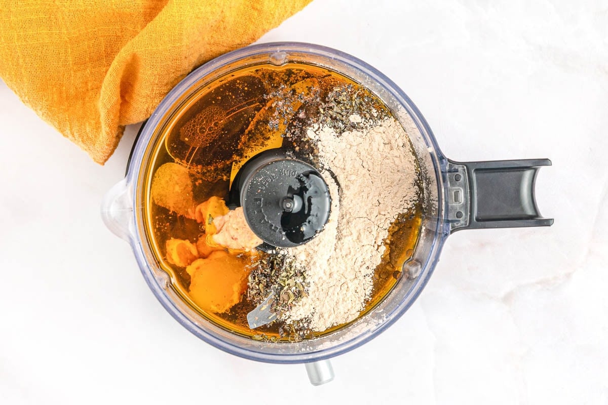 Ingredients in food processor.