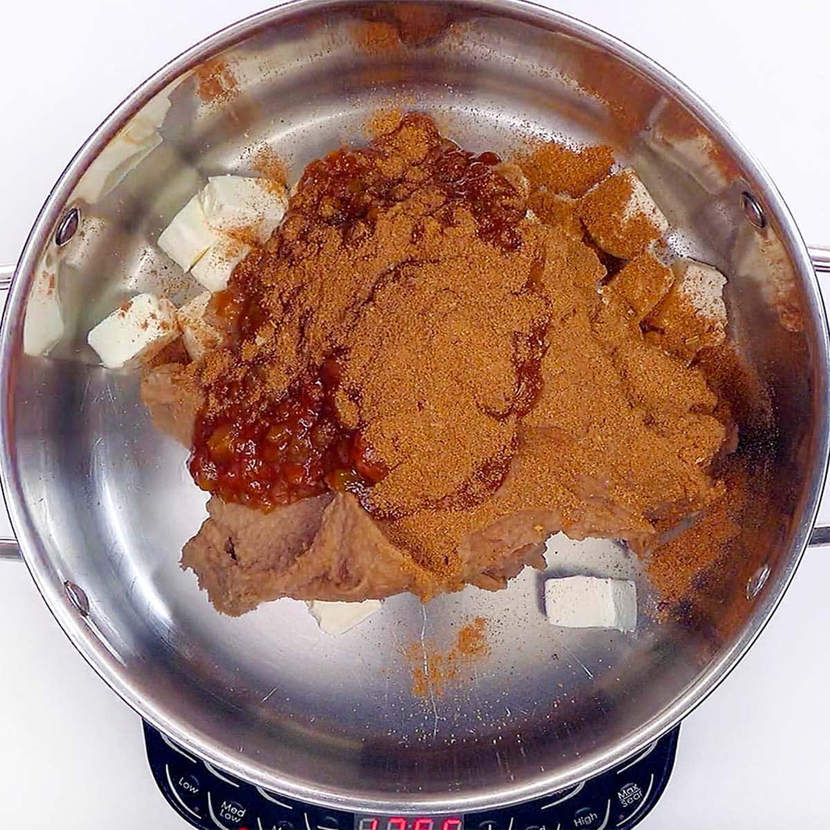 Six ingredients in pot.