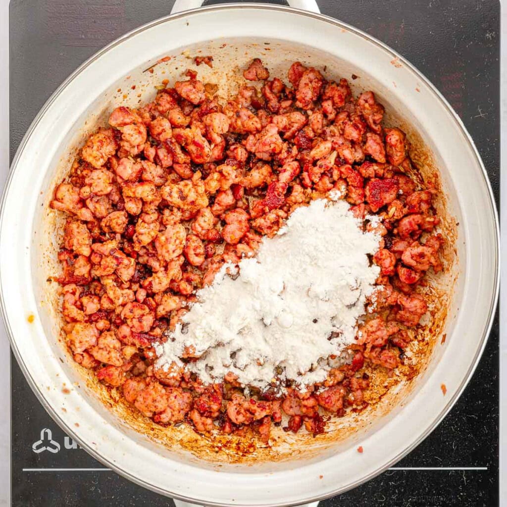Flour to thicken Creamy Sausage Pasta.