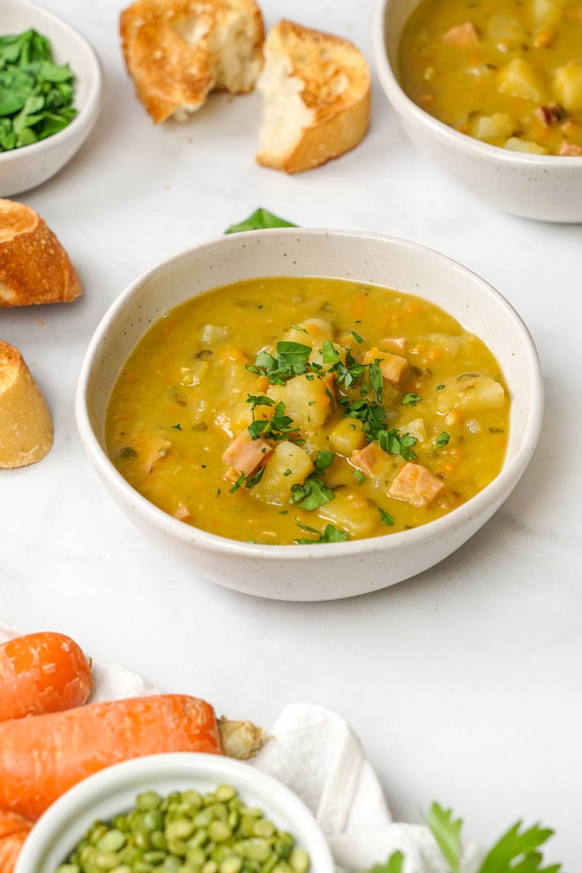 Slow Cooker Split Pea Soup with parsley.