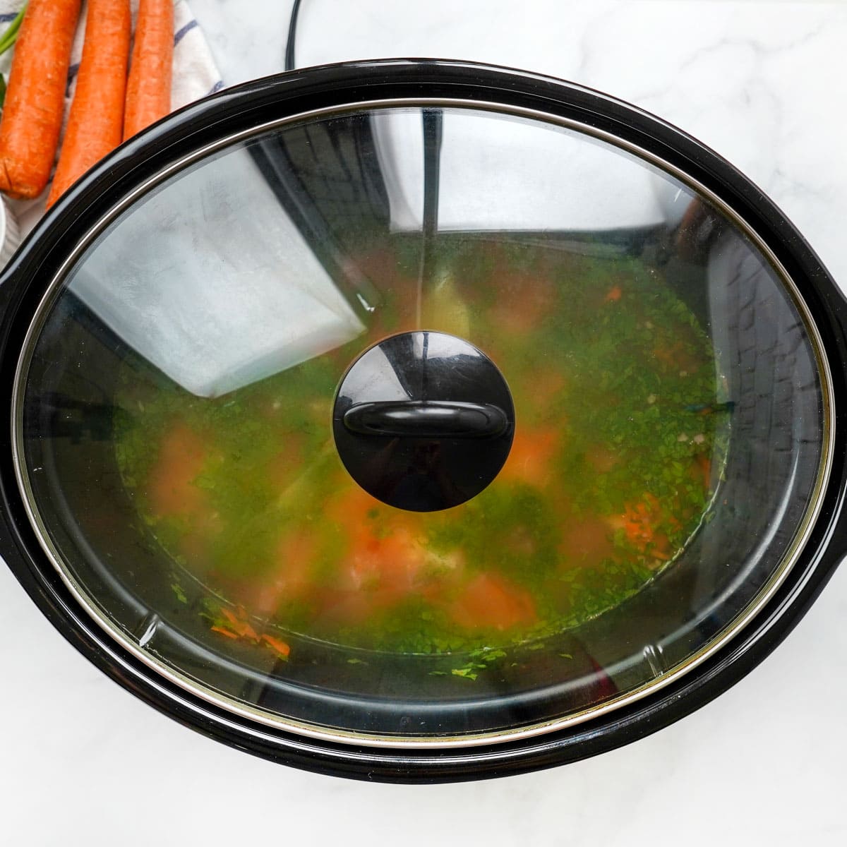 Lid on crock pot.