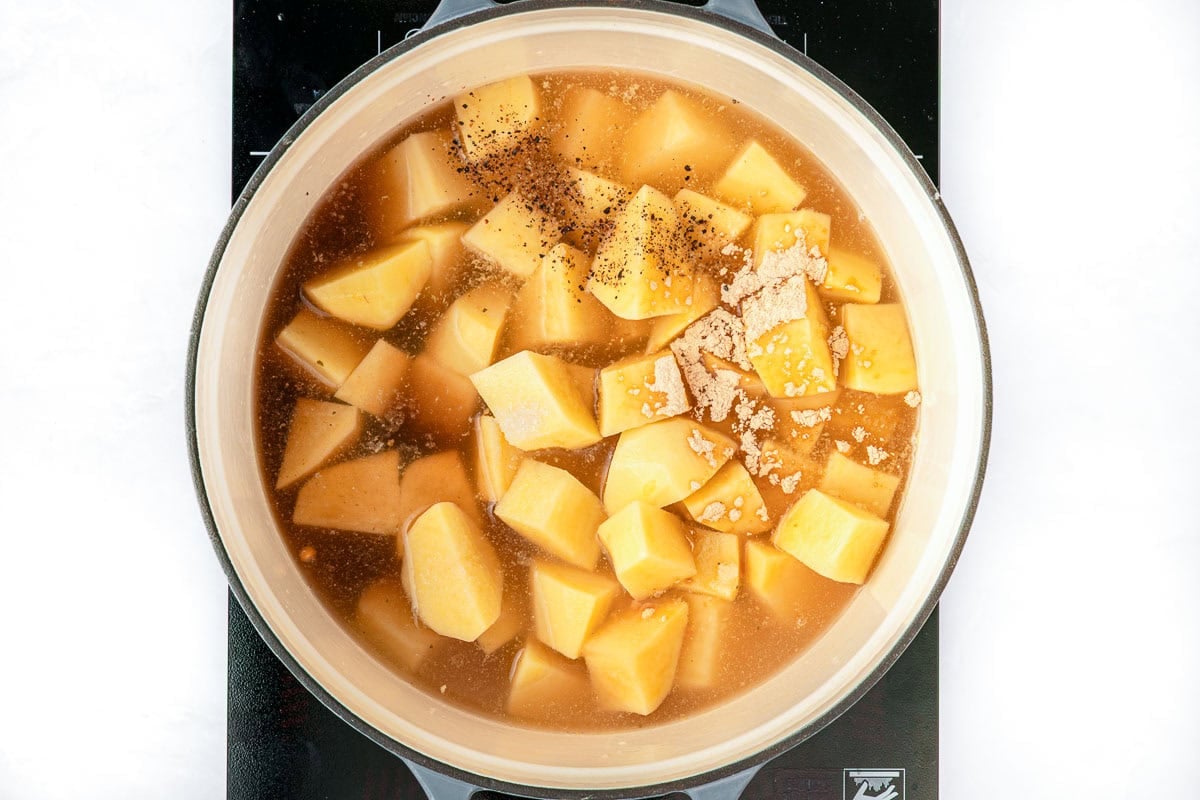 Ingredients in pot.