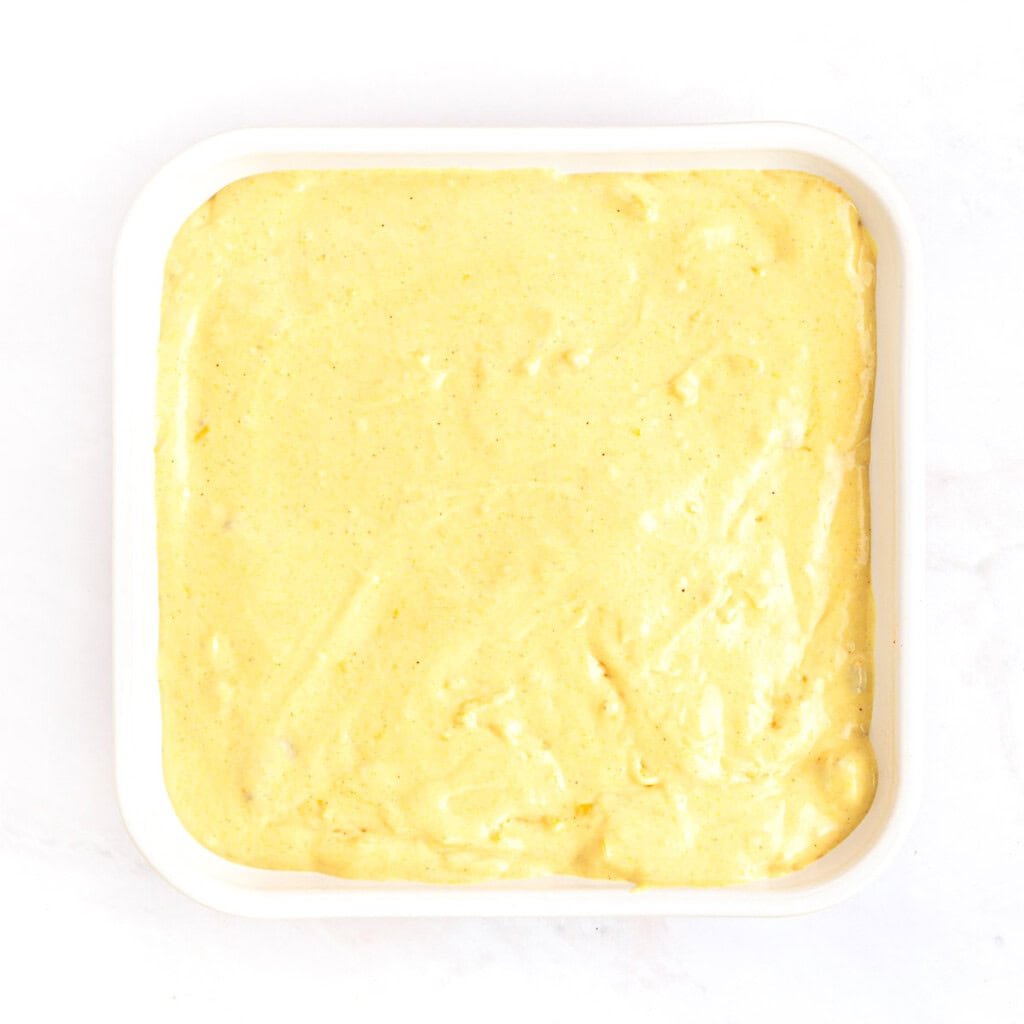 Corbread batter added to Chili and Cornbread Casserole.