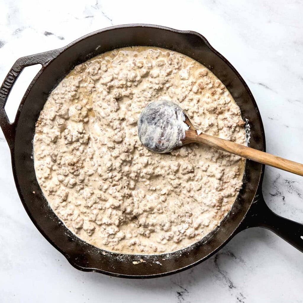 Sour cream stirred in.