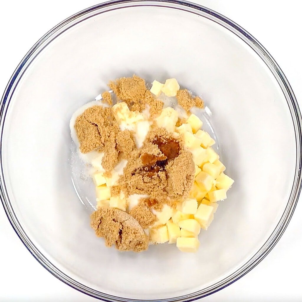 Whole Wheat Chocolate Chip Cookie recipe ingredients in bowl.