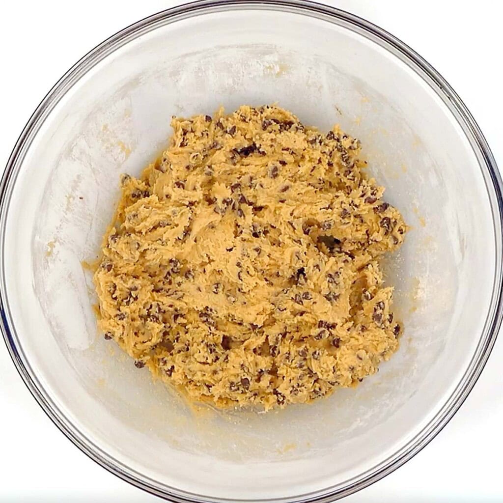 Whole Wheat Chocolate Chip Cookie dough in bowl.