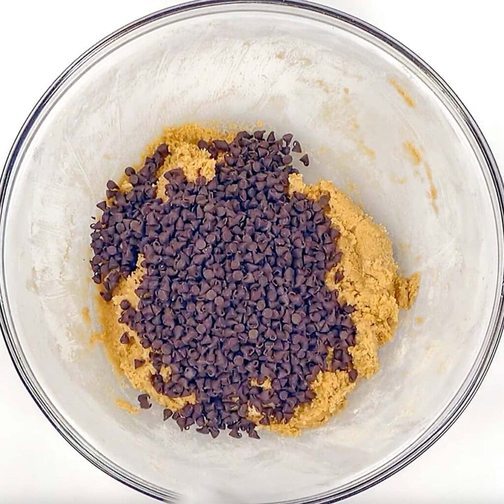Adding mini chocolate chips.